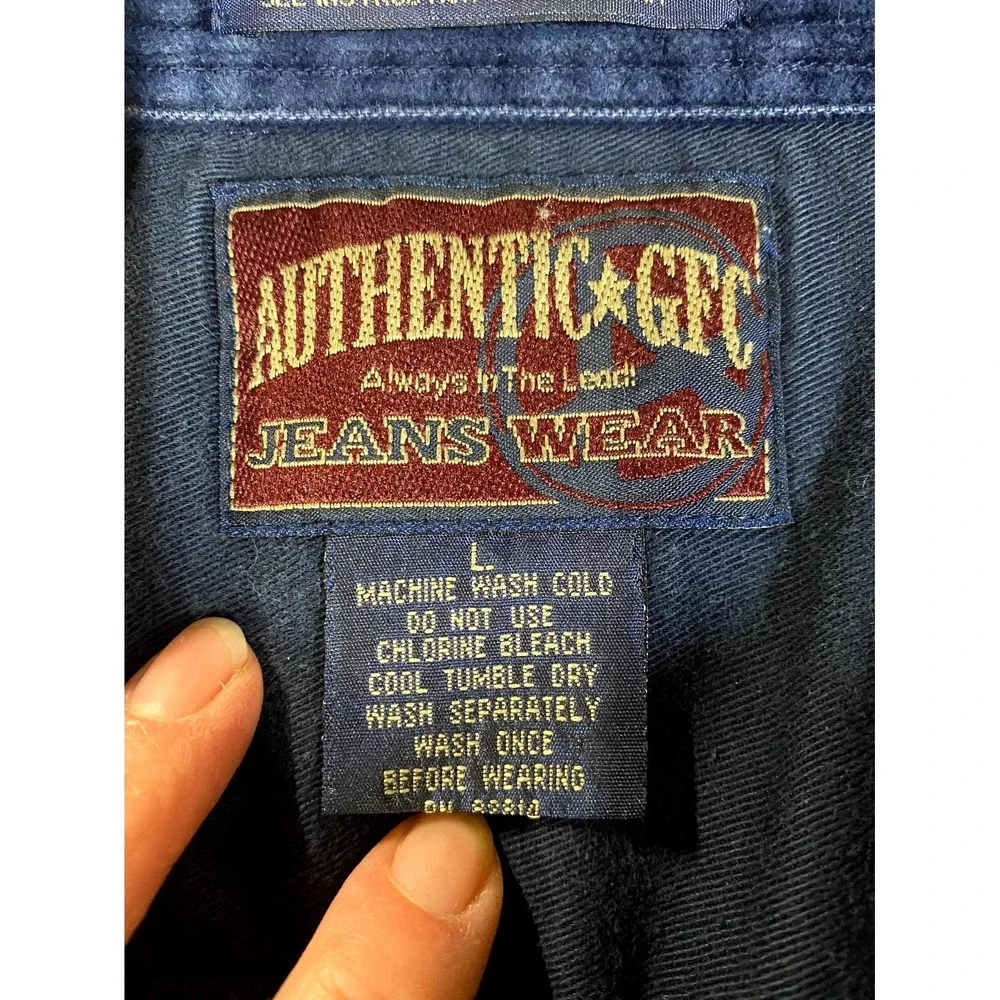 Authentic GFC Jeans Wear Shacket Mens Large Blue Corduroy Cotton Button Front